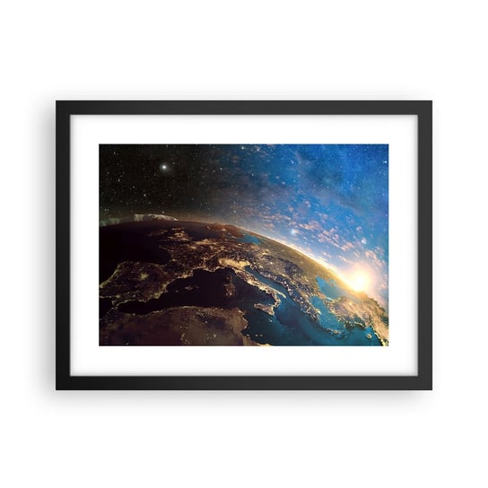 Obraz - Plakat - Spójrzmy na siebie z dystansu - 40x30cm - Kosmos Planet Ziemia Kula Ziemska - Foto Plakaty na ścianę w czarnej ramie - Plakat do Salonu Sypialni ARTTOR ARTTOR