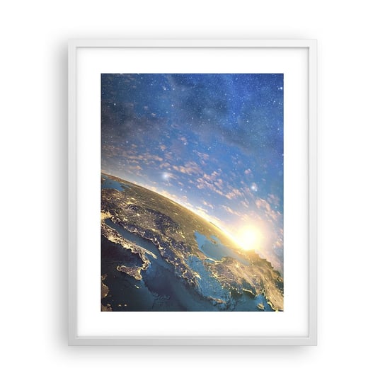 Obraz - Plakat - Spójrzmy na siebie z dystansu - 40x50cm - Kosmos Planet Ziemia Kula Ziemska - Foto Plakaty w ramie koloru białego do Salonu Sypialni ARTTOR ARTTOR