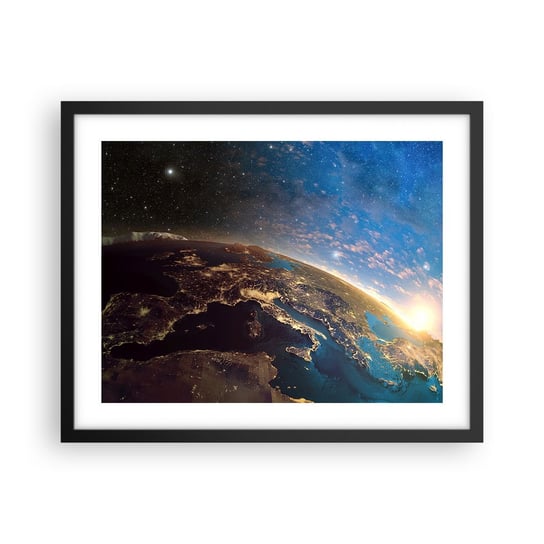 Obraz - Plakat - Spójrzmy na siebie z dystansu - 50x40cm - Kosmos Planet Ziemia Kula Ziemska - Foto Plakaty w ramie koloru czarnego do Salonu Sypialni ARTTOR ARTTOR