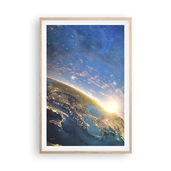 Obraz - Plakat - Spójrzmy na siebie z dystansu - 61x91cm - Kosmos Planet Ziemia Kula Ziemska - Foto Plakaty na ścianę w ramie jasny dąb - Plakat do Salonu Sypialni ARTTOR ARTTOR