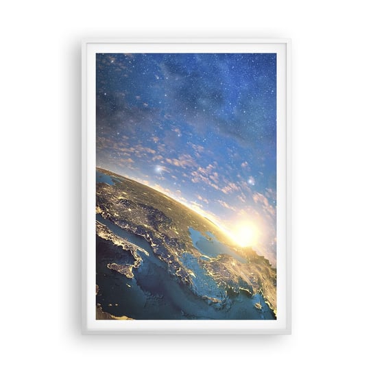 Obraz - Plakat - Spójrzmy na siebie z dystansu - 70x100cm - Kosmos Planet Ziemia Kula Ziemska - Foto Plakaty w ramie koloru białego do Salonu Sypialni ARTTOR ARTTOR