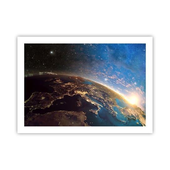Obraz - Plakat - Spójrzmy na siebie z dystansu - 70x50cm - Kosmos Planet Ziemia Kula Ziemska - Nowoczesny modny obraz Plakat bez ramy do Salonu Sypialni ARTTOR ARTTOR