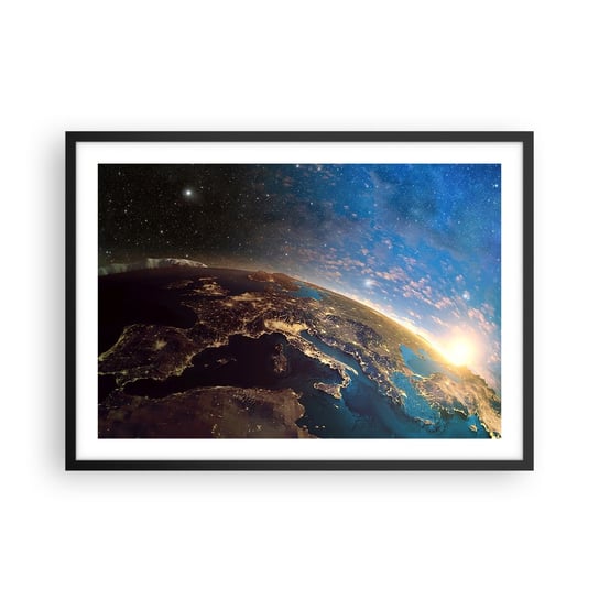 Obraz - Plakat - Spójrzmy na siebie z dystansu - 70x50cm - Kosmos Planet Ziemia Kula Ziemska - Nowoczesny modny obraz Plakat czarna rama ARTTOR ARTTOR
