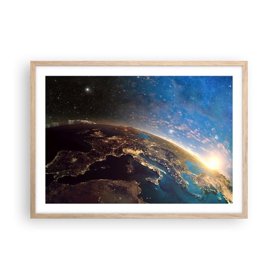 Obraz - Plakat - Spójrzmy na siebie z dystansu - 70x50cm - Kosmos Planet Ziemia Kula Ziemska - Nowoczesny modny obraz Plakat rama jasny dąb ARTTOR ARTTOR