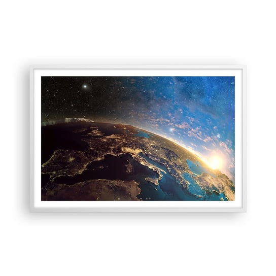 Obraz - Plakat - Spójrzmy na siebie z dystansu - 91x61cm - Kosmos Planet Ziemia Kula Ziemska - Foto Plakaty na ścianę w ramie białej - Plakat do Salonu Sypialni ARTTOR ARTTOR