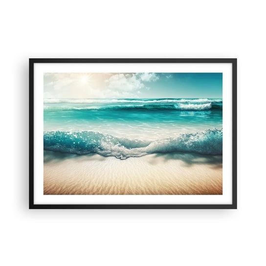 Obraz - Plakat - Spokój oceanu - 70x50cm - Plaża Morze Brzeg - Nowoczesny modny obraz Plakat czarna rama ARTTOR ARTTOR