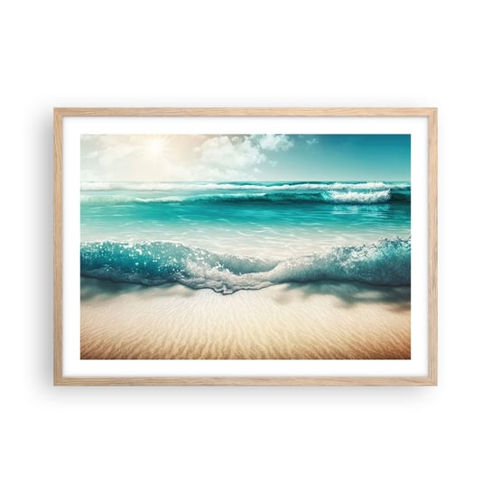 Obraz - Plakat - Spokój oceanu - 70x50cm - Plaża Morze Brzeg - Nowoczesny modny obraz Plakat rama jasny dąb ARTTOR ARTTOR