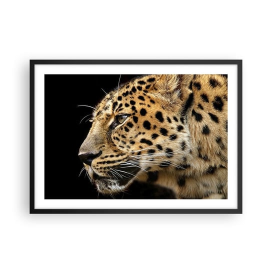 Obraz - Plakat - Spokojny, skupiony, gotowy - 70x50cm - Zwierzęta Lampart Afryka - Nowoczesny modny obraz Plakat czarna rama ARTTOR ARTTOR