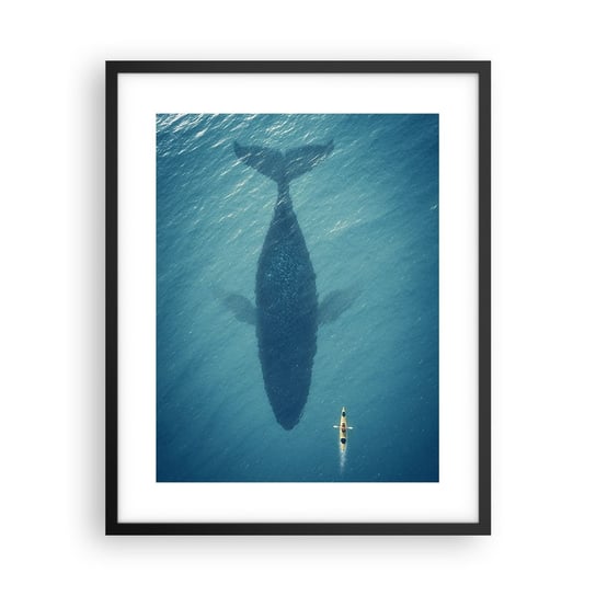 Obraz - Plakat - Spotkanie na oceanie - 40x50cm - Krajobraz Ocean Wieloryb - Foto Plakaty w ramie koloru czarnego do Salonu Sypialni ARTTOR ARTTOR