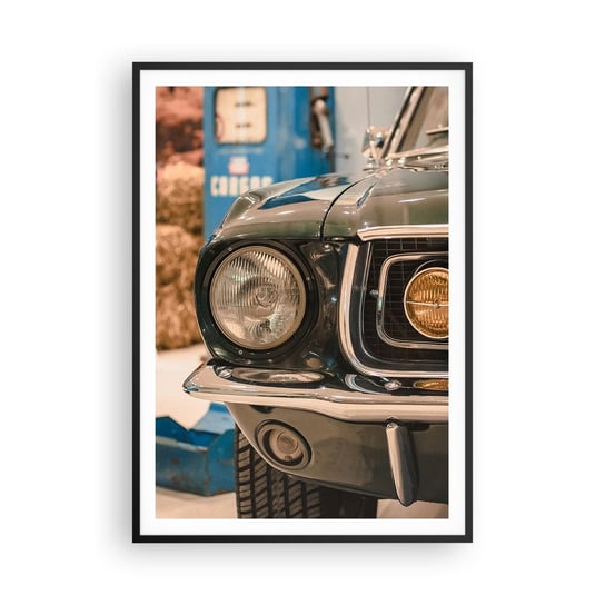 Obraz - Plakat - Spotkanie z legendą - 70x100cm - Samochód Motoryzacja Oldchool - Foto Plakaty w ramie koloru czarnego do Salonu Sypialni ARTTOR ARTTOR