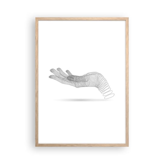 Obraz - Plakat - Sprężysta dłoń - 50x70cm - Abstrakcja Grafika Dłoń - Nowoczesny modny obraz Plakat rama jasny dąb ARTTOR ARTTOR