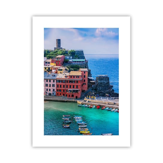 Obraz - Plakat - Śródziemnomorskie magiczne miasteczko - 30x40cm - Liguria Miasto Włochy - Foto Plakaty na ścianę bez ramy - Plakat do Salonu Sypialni ARTTOR ARTTOR