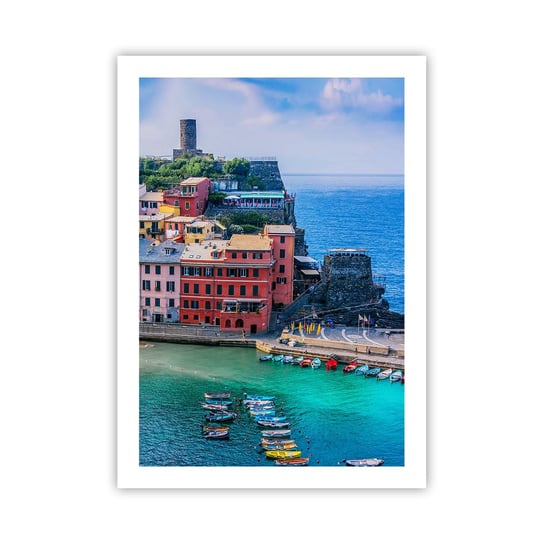 Obraz - Plakat - Śródziemnomorskie magiczne miasteczko - 50x70cm - Liguria Miasto Włochy - Nowoczesny modny obraz Plakat bez ramy do Salonu Sypialni ARTTOR ARTTOR