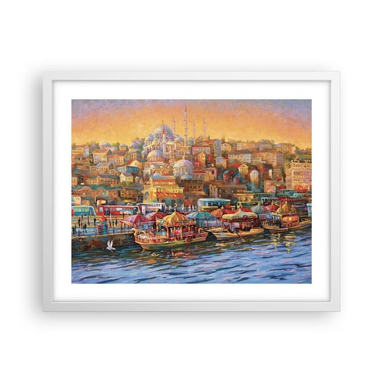 Obraz - Plakat - Stambulska opowieść - 50x40cm - Architektura Miasto Stambuł - Foto Plakaty w ramie koloru białego do Salonu Sypialni ARTTOR ARTTOR