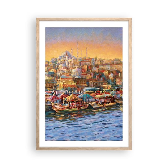 Obraz - Plakat - Stambulska opowieść - 50x70cm - Architektura Miasto Stambuł - Nowoczesny modny obraz Plakat rama jasny dąb ARTTOR ARTTOR