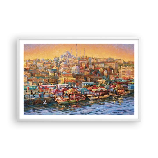 Obraz - Plakat - Stambulska opowieść - 91x61cm - Architektura Miasto Stambuł - Foto Plakaty na ścianę w ramie białej - Plakat do Salonu Sypialni ARTTOR ARTTOR