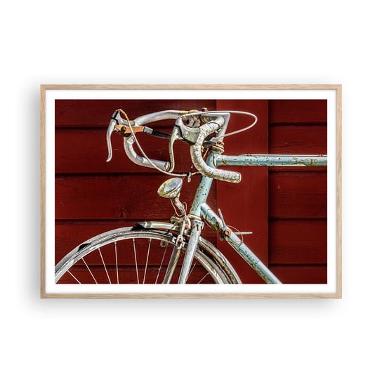 Obraz - Plakat - Stworzony do zwycięstw - 100x70cm - Rower Retro Kolarstwo - Foto Plakaty w ramie koloru jasny dąb do Salonu Sypialni ARTTOR ARTTOR