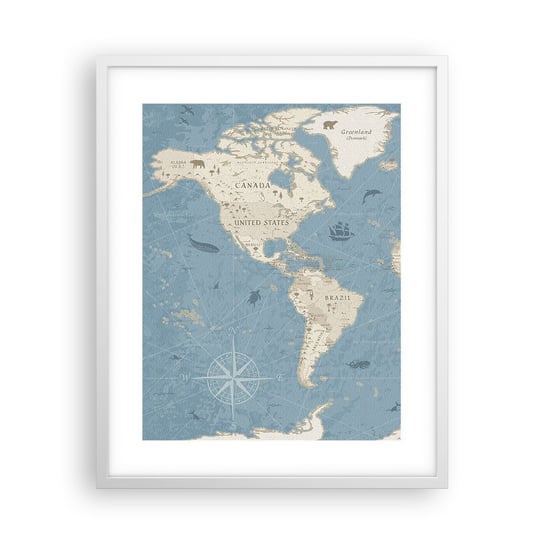 Obraz - Plakat - Świat w zasięgu ręki - 40x50cm - Mapa Świata Vintage Grunge - Foto Plakaty w ramie koloru białego do Salonu Sypialni ARTTOR ARTTOR