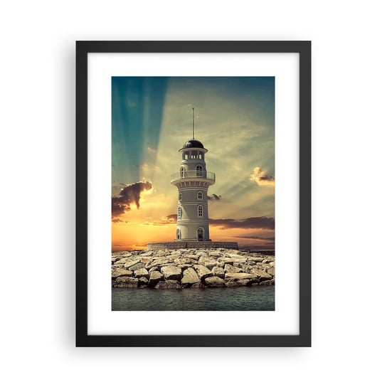 Obraz - Plakat - Światło - Dobro - Piękno - 30x40cm - Latarnia Morska Architektura Krajobrazy - Foto Plakaty na ścianę w czarnej ramie - Plakat do Salonu Sypialni ARTTOR ARTTOR