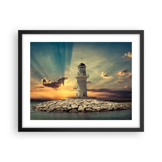 Obraz - Plakat - Światło - Dobro - Piękno - 50x40cm - Latarnia Morska Architektura Krajobrazy - Foto Plakaty w ramie koloru czarnego do Salonu Sypialni ARTTOR ARTTOR