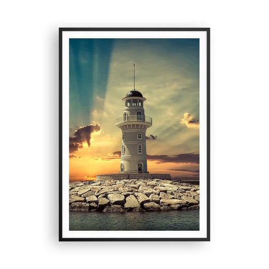 Obraz - Plakat - Światło - Dobro - Piękno - 70x100cm - Latarnia Morska Architektura Krajobrazy - Foto Plakaty w ramie koloru czarnego do Salonu Sypialni ARTTOR ARTTOR