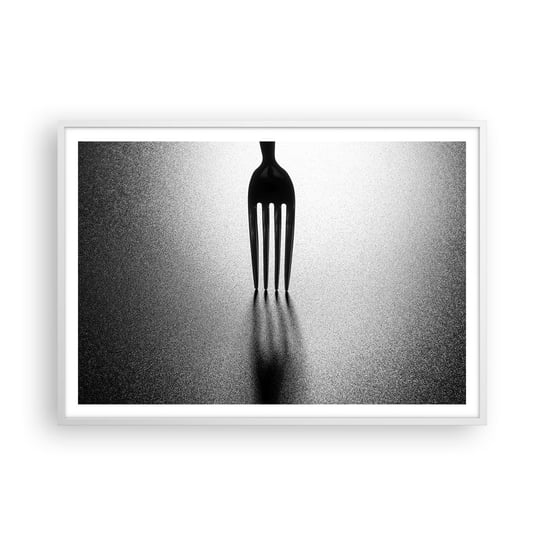 Obraz - Plakat - Światło i cień - 100x70cm - Widelec Sztućce Kuchnia - Foto Plakaty w ramie koloru białego do Salonu Sypialni ARTTOR ARTTOR