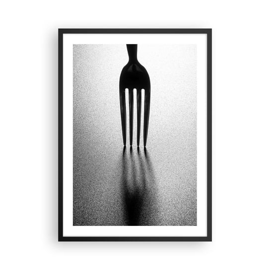 Obraz - Plakat - Światło i cień - 50x70cm - Widelec Sztućce Kuchnia - Nowoczesny modny obraz Plakat czarna rama ARTTOR ARTTOR