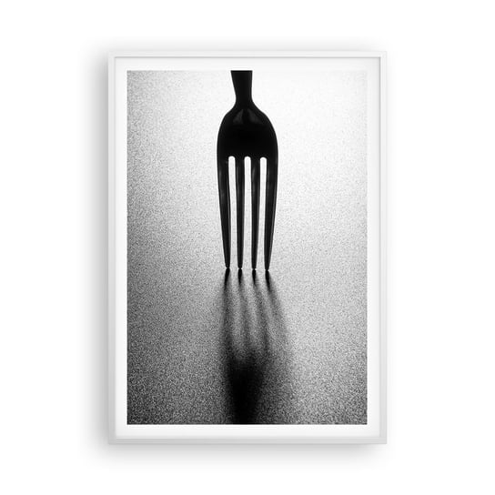 Obraz - Plakat - Światło i cień - 70x100cm - Widelec Sztućce Kuchnia - Foto Plakaty w ramie koloru białego do Salonu Sypialni ARTTOR ARTTOR