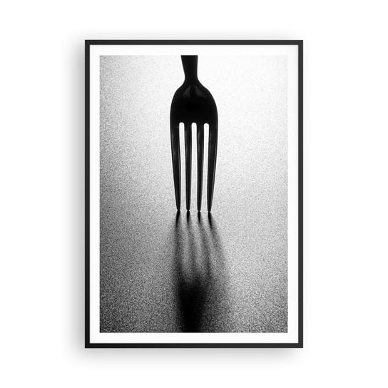 Obraz - Plakat - Światło i cień - 70x100cm - Widelec Sztućce Kuchnia - Foto Plakaty w ramie koloru czarnego do Salonu Sypialni ARTTOR ARTTOR