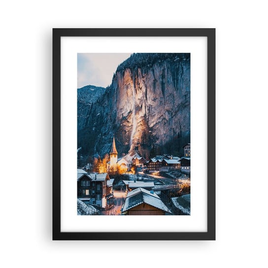 Obraz - Plakat - Świetlisty duch zimy - 30x40cm - Krajobraz Szwajcaria Alpy - Foto Plakaty na ścianę w czarnej ramie - Plakat do Salonu Sypialni ARTTOR ARTTOR