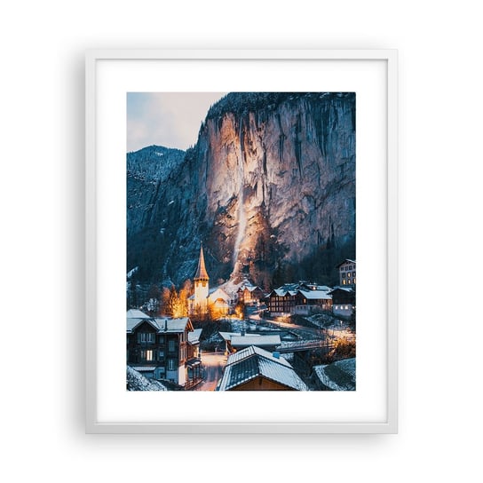 Obraz - Plakat - Świetlisty duch zimy - 40x50cm - Krajobraz Szwajcaria Alpy - Foto Plakaty w ramie koloru białego do Salonu Sypialni ARTTOR ARTTOR
