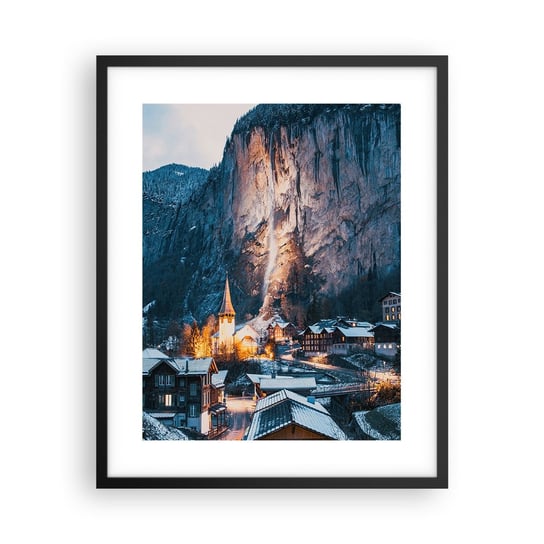 Obraz - Plakat - Świetlisty duch zimy - 40x50cm - Krajobraz Szwajcaria Alpy - Foto Plakaty w ramie koloru czarnego do Salonu Sypialni ARTTOR ARTTOR