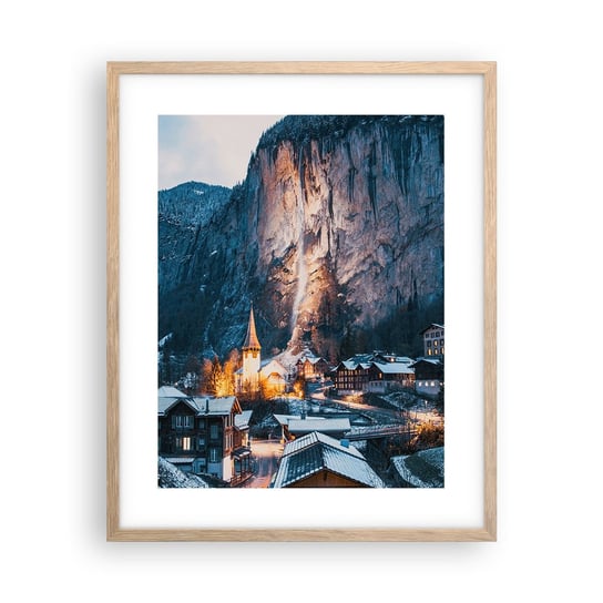 Obraz - Plakat - Świetlisty duch zimy - 40x50cm - Krajobraz Szwajcaria Alpy - Foto Plakaty w ramie koloru jasny dąb do Salonu Sypialni ARTTOR ARTTOR