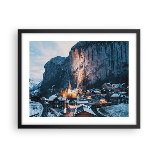 Obraz - Plakat - Świetlisty duch zimy - 50x40cm - Krajobraz Szwajcaria Alpy - Foto Plakaty w ramie koloru czarnego do Salonu Sypialni ARTTOR ARTTOR