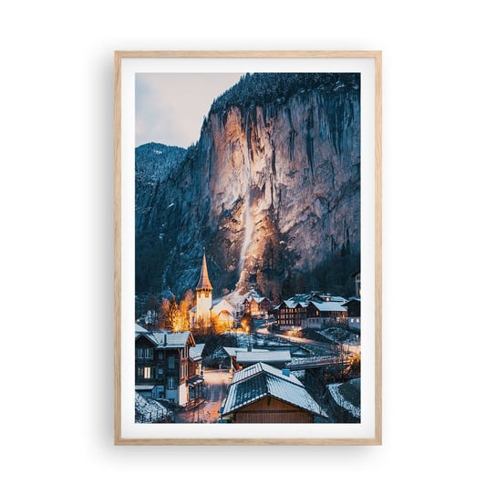 Obraz - Plakat - Świetlisty duch zimy - 61x91cm - Krajobraz Szwajcaria Alpy - Foto Plakaty na ścianę w ramie jasny dąb - Plakat do Salonu Sypialni ARTTOR ARTTOR