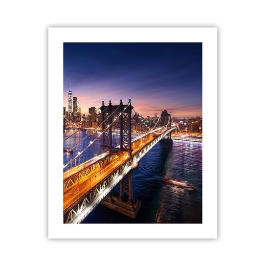 Obraz - Plakat - Świetlistym mostem do serca miasta - 40x50cm - Miasto Nowy Jork Most Brookliński - Foto Plakaty bez ramy do Salonu Sypialni ARTTOR ARTTOR