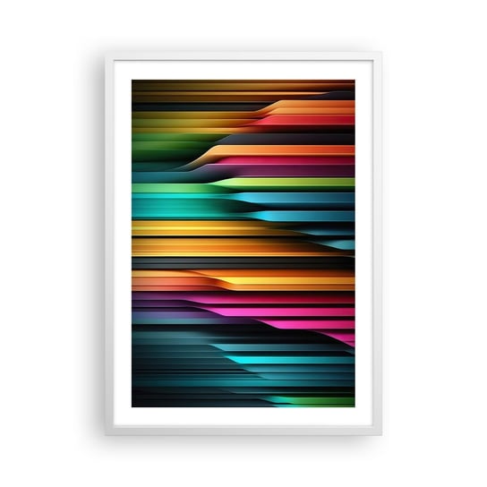 Obraz - Plakat - Świetlne organy - 50x70cm - Kolorowy Linie Abstrakcja - Nowoczesny modny obraz Plakat rama biała ARTTOR ARTTOR