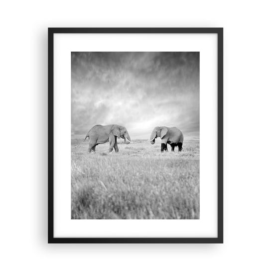 Obraz - Plakat - Szare jest piękne - 40x50cm - Słoń Zwierzęta Safari - Foto Plakaty w ramie koloru czarnego do Salonu Sypialni ARTTOR ARTTOR