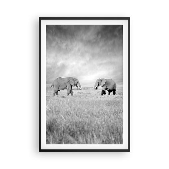Obraz - Plakat - Szare jest piękne - 61x91cm - Słoń Zwierzęta Safari - Foto Plakaty na ścianę w czarnej ramie - Plakat do Salonu Sypialni ARTTOR ARTTOR