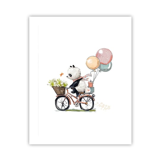 Obraz - Plakat - Szczęśliwy dzień - 40x50cm - Dla Dzieci Panda Na Rowerze Abstrakcja - Foto Plakaty bez ramy do Salonu Sypialni ARTTOR ARTTOR
