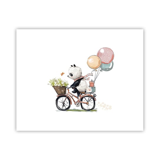 Obraz - Plakat - Szczęśliwy dzień - 50x40cm - Dla Dzieci Panda Na Rowerze Abstrakcja - Foto Plakaty bez ramy do Salonu Sypialni ARTTOR ARTTOR