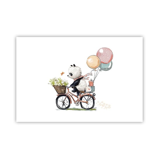 Obraz - Plakat - Szczęśliwy dzień - 91x61cm - Dla Dzieci Panda Na Rowerze Abstrakcja - Foto Plakaty na ścianę bez ramy - Plakat do Salonu Sypialni ARTTOR ARTTOR