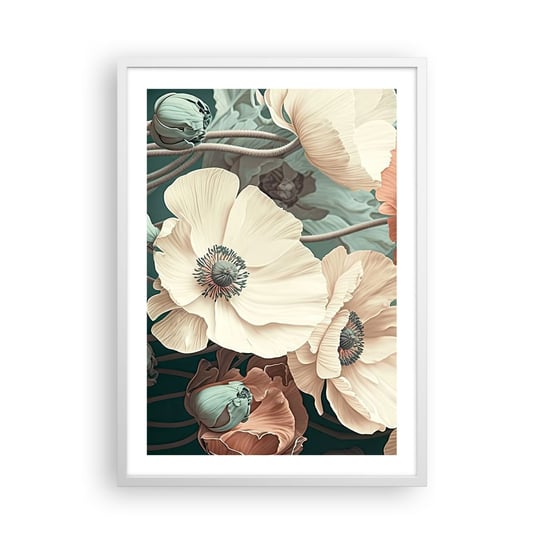 Obraz - Plakat - Szept maków - 50x70cm - Kwiaty Rośliny Pastelowy - Nowoczesny modny obraz Plakat rama biała ARTTOR ARTTOR