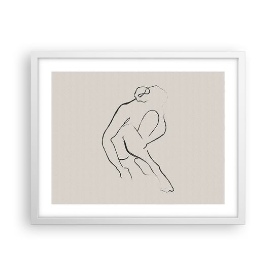 Obraz - Plakat - Szkic intymny - 50x40cm - Minimalizm Akt Kobieta - Foto Plakaty w ramie koloru białego do Salonu Sypialni ARTTOR ARTTOR