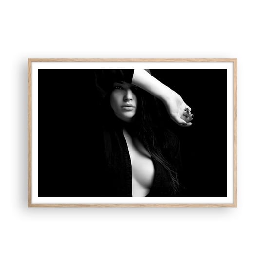Obraz - Plakat - Szkoła uwodzenia - 100x70cm - Kobieta Akt Portret - Foto Plakaty w ramie koloru jasny dąb do Salonu Sypialni ARTTOR ARTTOR