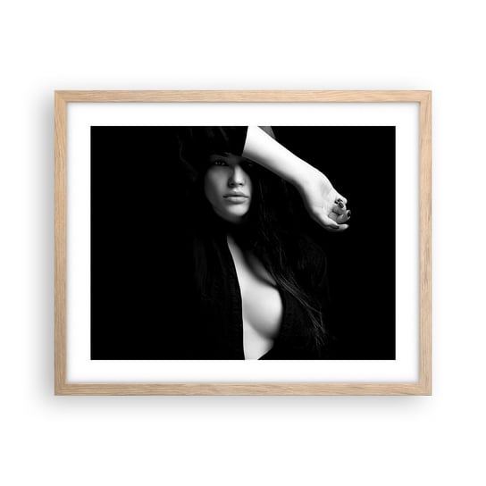 Obraz - Plakat - Szkoła uwodzenia - 50x40cm - Kobieta Akt Portret - Foto Plakaty w ramie koloru jasny dąb do Salonu Sypialni ARTTOR ARTTOR