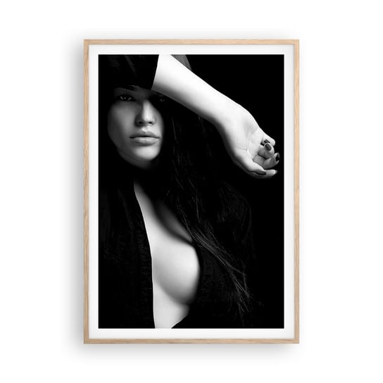 Obraz - Plakat - Szkoła uwodzenia - 70x100cm - Kobieta Akt Portret - Foto Plakaty w ramie koloru jasny dąb do Salonu Sypialni ARTTOR ARTTOR