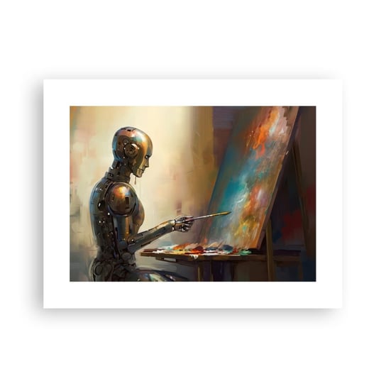 Obraz - Plakat - Sztuka przyszłości - 40x30cm - Malarstwo Robot Pędzel - Foto Plakaty na ścianę bez ramy - Plakat do Salonu Sypialni ARTTOR ARTTOR
