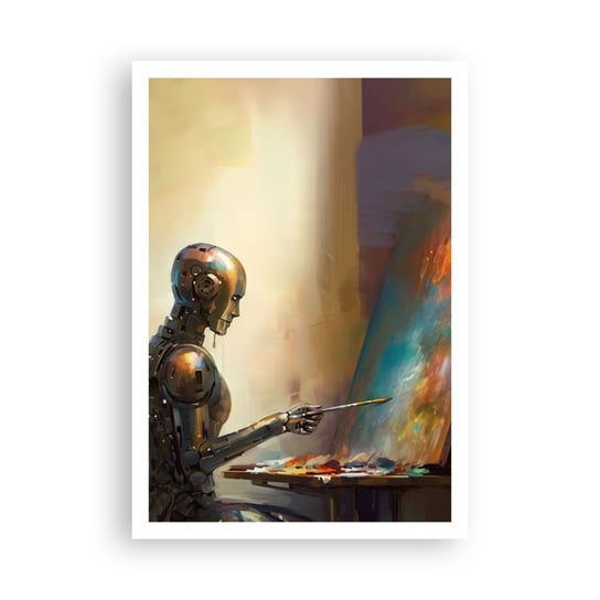 Obraz - Plakat - Sztuka przyszłości - 70x100cm - Malarstwo Robot Pędzel - Foto Plakaty bez ramy na ścianę do Salonu Sypialni ARTTOR ARTTOR
