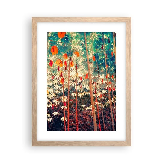 Obraz - Plakat - Tajemne życie liści - 30x40cm - Las Tropikalny Natura Drzewa - Foto Plakaty na ścianę w ramie jasny dąb - Plakat do Salonu Sypialni ARTTOR ARTTOR